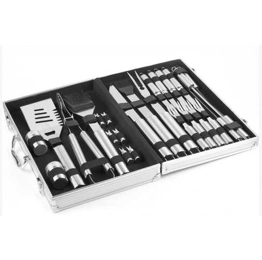 Edelstahl Grillwerkzeug-Set mit Alluminiumkoffer